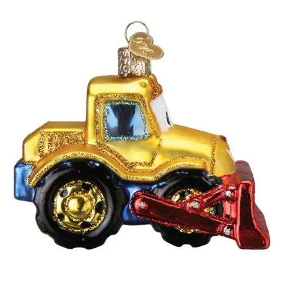 Old World Christmas 2.75 In Bright-Eyed Bulldozer Tree Ornament , Ornament Vehicle Child's Toy Yellow {2}