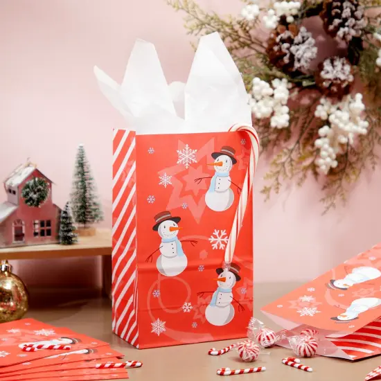 36 Pack Bulk Snowman Christmas Gift Bags, 5.1 x 8.7 x 3.2 Inch Christmas Goody Bags for Kids, Holiday Party Favor for Gifts, Treats, and Snacks {2}