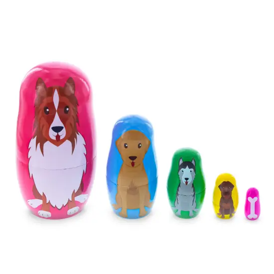 Dogs Wooden Nesting Dolls 4.75 Inches {1}