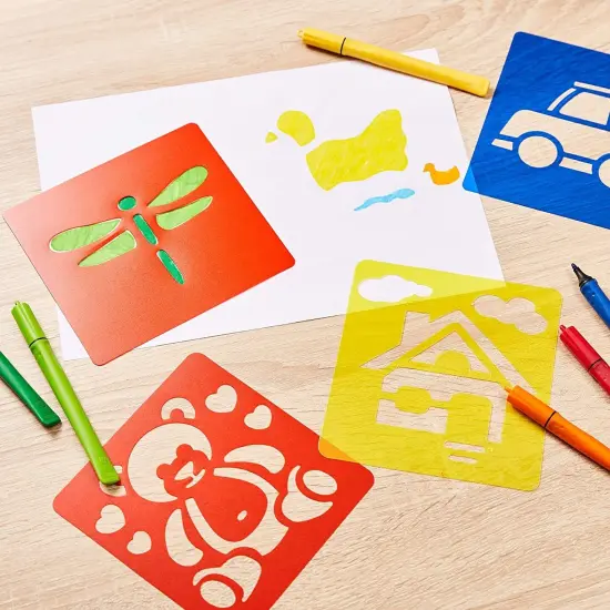 Juvale 54 Pack Drawing Stencils for Kids Ages 3-14 - Multicolor Plastic Shapes, Hollow Animal & Vehicle Templates for Fabric Painting & Tee Shirt Designs - Kids Craft Stencil Set (5.6 x 6 In) {3}