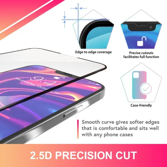Insten 2-Pack Glass Screen Protector Compatible with iPhone 13 Pro Max 6.7", 9H Hardness Tempered Glass Film, HD Clear, With Easy Installation Frame, Scratch Resistant, Case Friendly {3}