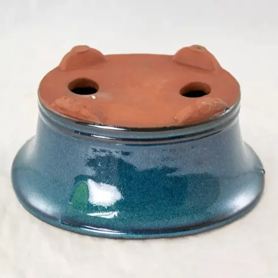 Oval Green Stain Glazed Shohin Bonsai / Succulent Pot 6.25"x 4.75"x 2.5" + Mesh {2}