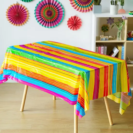 6 pcs Cinco De Mayo Printed Plastic Tablecover w/Multi Color Style (54 x 108 INCHES) for Fiesta, Taco Night, Birthday, and Mexican Themed Party {3}