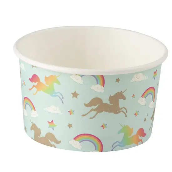 Juvale 100-Count Ice Cream Sundae Cups, Yogurt Dessert Bowls, Paper Rainbow Unicorn Party Supplies, 8-Ounces, Light Blue {4}