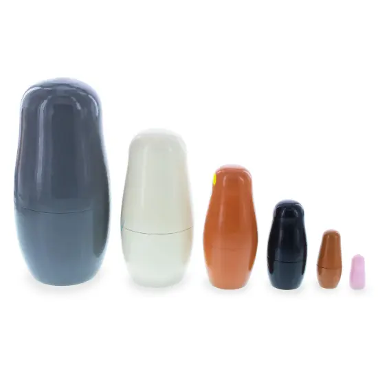 Set of 6 Animals Wooden Nesting Dolls {6}