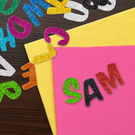 Glitter Foam Alphabet Letter Stickers for Kids, Self Adhesive, A-Z in 13 Colors (130 Pieces) Multicolor {3}