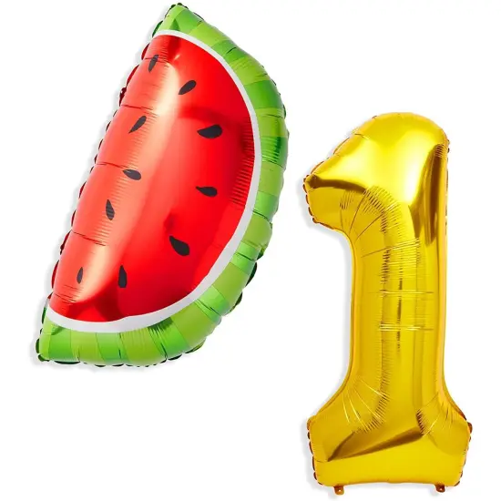 47 Piece 1st Birthday Decorations for Girls, One in a Melon Banner, #1 and Watermelon Balloons, Latex Balloons, Cake Topper, and Paper Tassels Multicolor {4}
