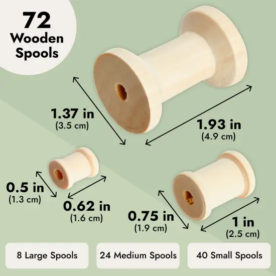 Empty Wooden Spools for Crafts in 3 Sizes (72 Pack) Brown {4}