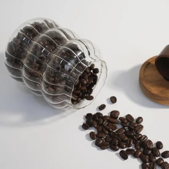 Glass Jar with Wood Lid - Cute Decorative Canisters for Nut, Coffee, Sugar Storage - Set of 3 Sizes: Clear (12oz, 20oz, 27oz) - Perfect for Kitchen Storage & Gifts {3}