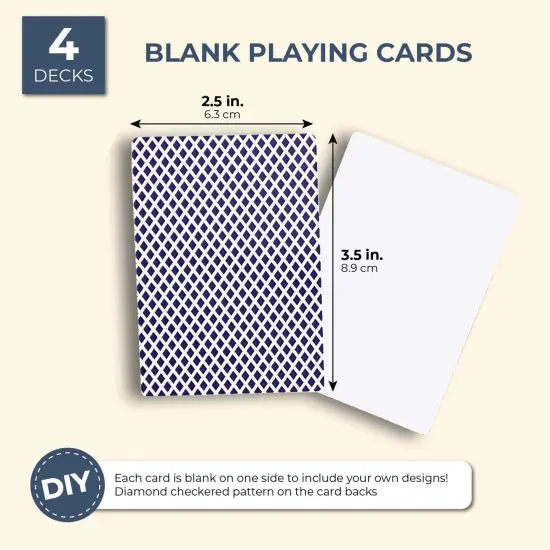 224 Pack Blank Custom Cards for DIY Game Cards, Checkered Diamond Backing (4 Decks, 3 x 4 In) White {2}