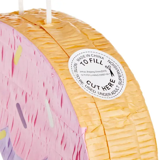 Pull String Number 2 Ice Cream Pinata for Two Sweet Birthday Decorations (16.5 x 11.5 x 3 In), For Ages 3+ Pink {4}