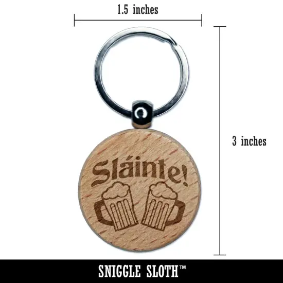 Sl?nte Cheer Toast Beer Mug Drink Irish Scottish Gaelic Saint Patricks Day Engraved Wood Round Keychain Tag Charm {2}