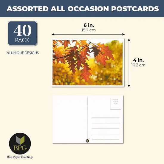 Best Paper Greetings 40 Pack Nature Postcards for Mailing, 4x6 Blank Scenic Postcards with 20 Assorted Landscape Photos, Pretty Post Cards for Travel, Crafting, Greeting Cards Multicolor {3}