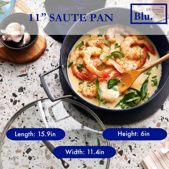 Blu. Cookware 11&rdquo; Saute Pan with Lid, Non-Toxic {5}