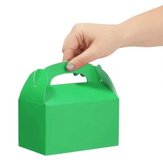 24-Pack Green Gable Boxes - Green Party Boxes for Kids Birthday, Party Favors, Candy, Goodies, Treats (6.2x3.5x3.6 In) {5}