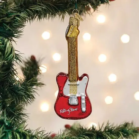 Old World Christmas 4.75 In The Rolling Stones Guitar Christmas Tree Ornament , Christmas Decor Iconic Group Instrument Red {3}