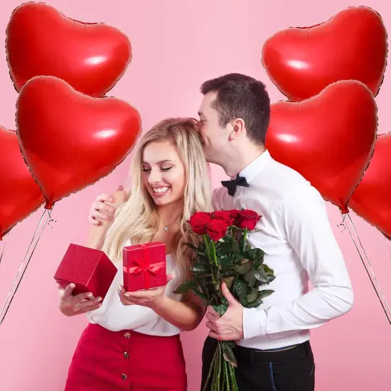 32 Inch Red Heart Balloons, 6 Pcs Heart Foil Balloons Heart Shaped Mylar Balloons for Valentines Day, Wedding, Bridal Shower and Birthday Party Decorations {3}