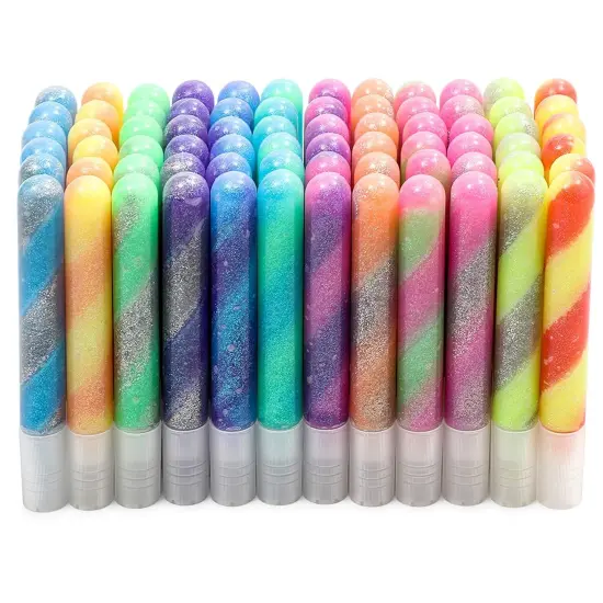 Bright Creations 72-Pack Glue with Glitter Gel Pens for Kids Ages 3-14 - Rainbow Glue Stick Set for Arts and Crafts Projects, Slime Supplies, Scrapbooking, Cards (12 Swirl Colors, 0.35 oz Each) {6}