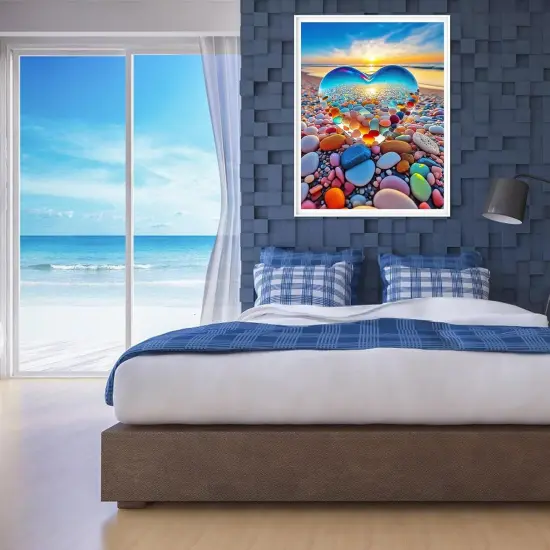 Love Beach Diamond Painting Kits for Adults, 5D DIY Diamond Art Kits for Adults & Beginner, Full Drill Diamond Art Paint with Round Diamonds, DIY Gem Painting Kit for Home Wall Decor 12x16Inch {2}