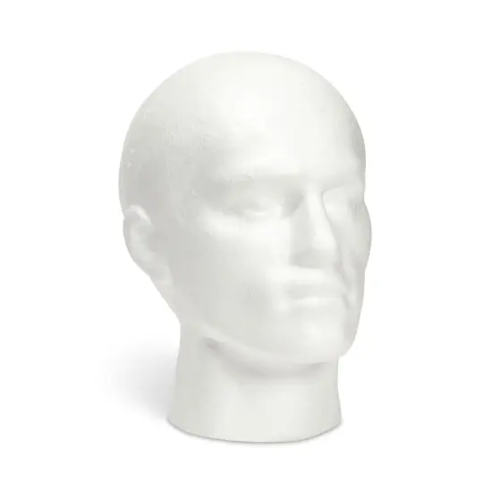 Male Foam Head Form, Mannequin Display for Masks, Hats, Wigs, Halloween Decoration (White, 9.25x11 in) {1}