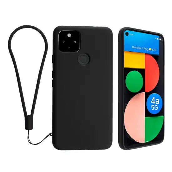 Insten Liquid Silicone Case For Google Pixel 4a 5G (2020)(NOT For Pixel 4a) Soft Microfiber Lined Full Body Protective Slim Cover, Black {1}