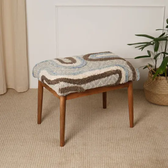 Stylish Tufted Upholstered Stool with Wooden Legs &ndash; Set of 2 {2}