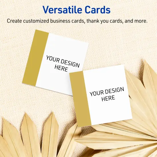 Avery Printable Square Cards, Gold-Dipped Edge, 2" x 2", Matte White Square Cards, Laser/Inkjet, 120ct, Great for Business Cards {6}