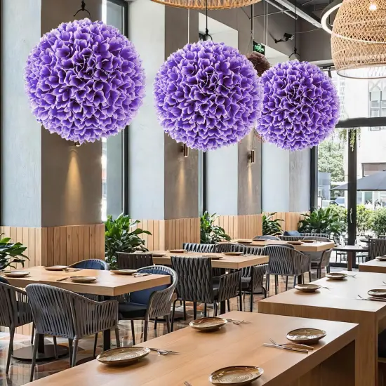 2 Pieces Artificial Plant Topiary Balls Faux Boxwood Decorative Balls Purple {5}