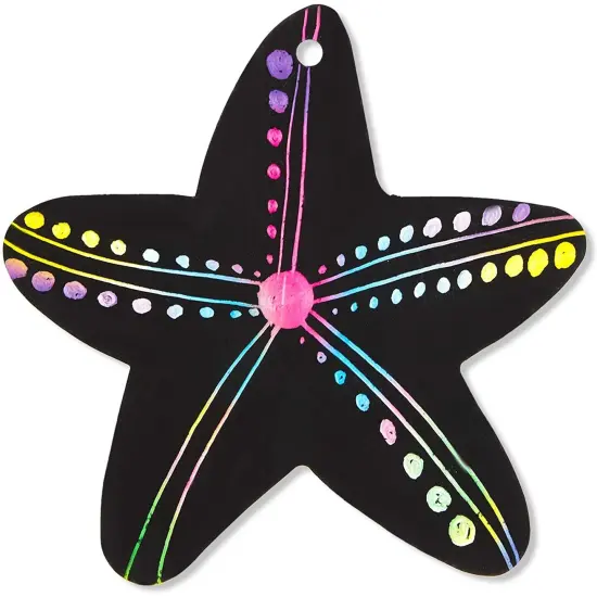 Bright Creations Rainbow Scratch Paper, Ocean Sea Animal Ornaments (50 Pack) Black {4}