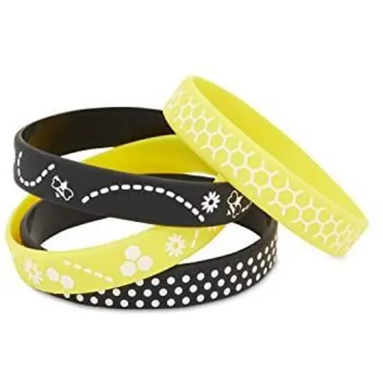 36 Pcs Bee Baby Shower Wristbands Wrist Bands Silicone Rubber Bracelets Party Favors, Black, Yellow {7}
