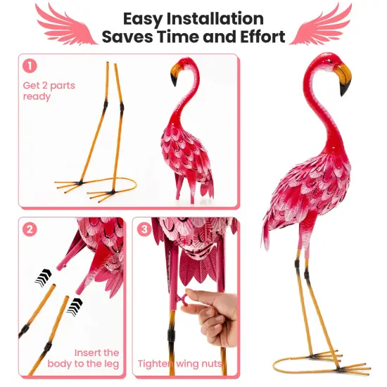 2-Piece Flamingo Garden Statue Set {5}