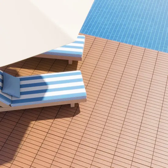 18 Piece All Weather Interlocking Deck Tiles Perfect for Splicing Area Brown {6}