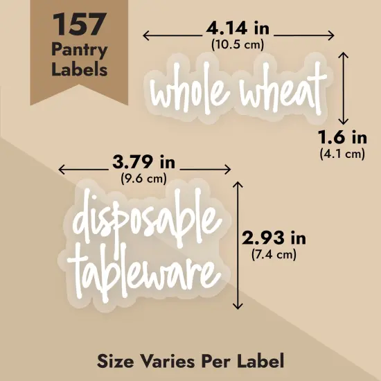 Talented Kitchen 157 Pantry Labels for Food Containers - Preprinted White Script Kitchen Food Organization Labels for Storage Canisters and Jars (White Script) Clear {4}