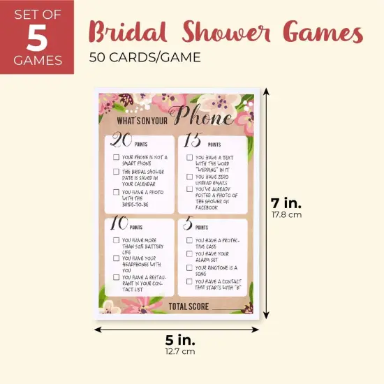 Set of 5 Bridal Shower Games for Engagement Celebrations, Bridal, Bachelorette, Anniversary, Wedding Party, Entertains 50 Guests {2}