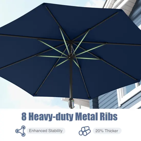 Fabric Outdoor Heavy Duty Market Umbrella with Crank Handle, 8 Sturdy Ribs, UV Protection Navy {6}