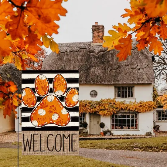 Paw Print Fall Garden Flag 12x18 Inch(Fall-SP) {4}