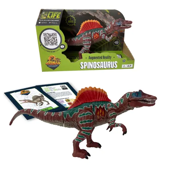 Dino Explorers: AR Dinosaur XL & Brick Combo - Spinosaurus - 10" Articulated Sound Toy Figure & Paleontology Dig Kit, Augmented Reality Set, Kids 3+ {4}
