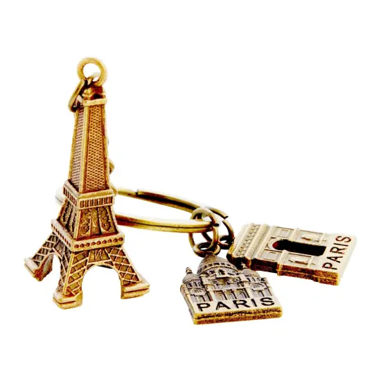 6 Pack Paris Keychain Souvenir Gifts, France Souvenir Gift, Key Rings with Eiffel Tower, French Flag, and Arc de Triomphe Multicolor {7}