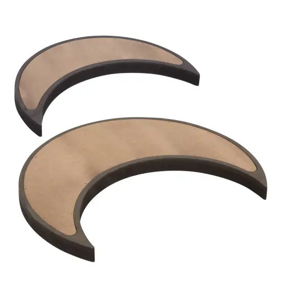2 Piece Wooden Crescent Moon Tray for Crystals and Essential Oils, Rustic Home Decor for Nursery (Dark Brown) {5}