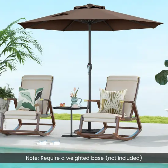 Fabric Outdoor Heavy Duty Market Umbrella with Crank Handle, 8 Sturdy Ribs, UV Protection Brown {3}