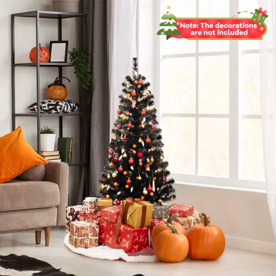 4.5FT Pre-Lit Black Halloween Tree with Ghost & Pumpkin Lights Music and Sensor for Indoor Decor {3}