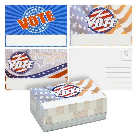120 Pack Patriotic Postcards for Voters, 3 Red White Blue American Flag Designs for Election Day, Get Out the Vote Cards (4x6 In) {1}
