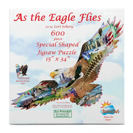 Sunsout As the Eagle Flies 600 pc Special Shape Fourth of July Jigsaw Puzzle 95421 {4}