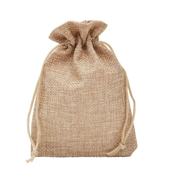 100 Pack Burlap Drawstring Pouch for Jewelry, Party Favors, Arts and Crafts, Natural Brown, 3.7 x 5.5 in {6}