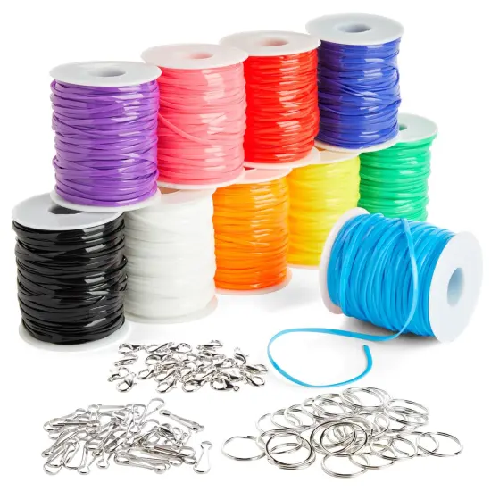 Lanyard String Boondoggle Kit with 10 Rolls (40 Yards Each) for Keychains and Bracelets (100 Total Pieces) Multicolor {6}