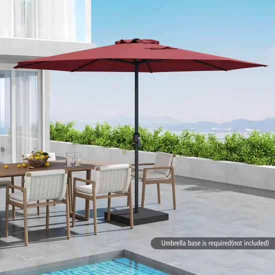 12 Feet Patio Umbrella, Fabric, Crank Handle, 8 Sturdy Ribs, Outdoor Shade for Garden & Deck Red {2}
