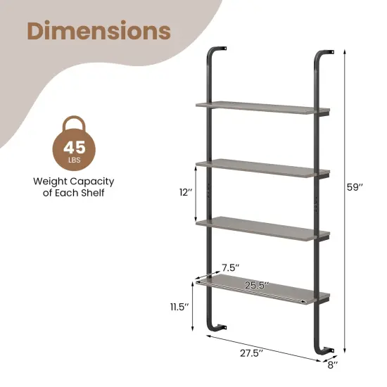 4-Tier Industrial Pipe Shelving with Metal Frame Perfect for Living Room or Kitchen Oak {5}