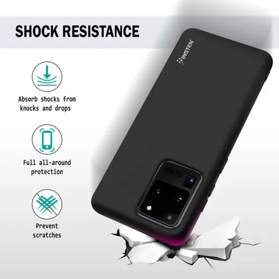 Matte Black Soft Flexible TPU Ultra Slim Phone Case Skin, Anti-Scratch Shockproof Compatible with Samsung Galaxy S20 Ultra 6.9" / Ultra 5G by Insten {3}