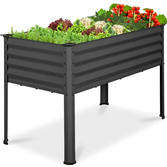 Best Choice Products 48x24x30in Elevated Galvanized Metal Garden Bed w/ Corner Protectors Navy Blue {7}