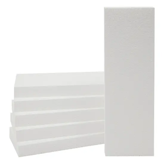 6 Pack White Foam Sheets 1 Inch Thick, Polystyrene Rectangle Blocks for DIY Crafts, Art Supplies, Packing (12x4 Inches) {5}